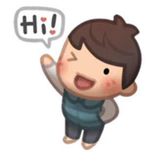 👋 Hi! hallo, groet, jongen, schattig, zwaaien, vriendelijk telegram sticker