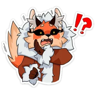 🫢 dessin animé, animé, animal, renard, surpris, point d'exclamation, point d'interrogation, mignon, drôle telegram sticker
