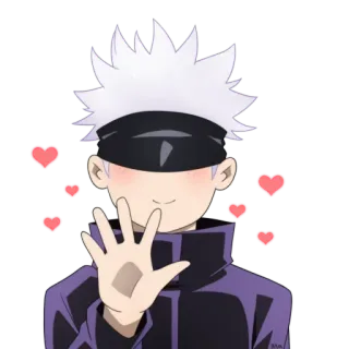 👋 Gojo Satoru Jujutsu Kaisen Anime, Manga, Gojo, Satoru, Serca, Słodkie, Opaska na oczy whatsapp sticker