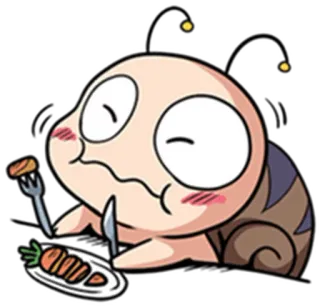 😋 siput, makan, imut, kartun, makanan, makan malam whatsapp sticker