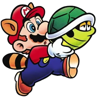 😁 Mario nintendo, mario, tanuki, videogioco, guscio tartaruga telegram sticker