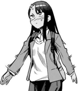 ◾️ Nagatoro Don't Toy with Me, Miss Nagatoro Anime, Manga, Nagatoro, Schulmädchen, Illustration, Schwarzweiß telegram sticker