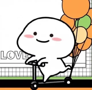 ✨ LOVE fofo, desenho animado, amor, personagem, scooter, balões telegram sticker