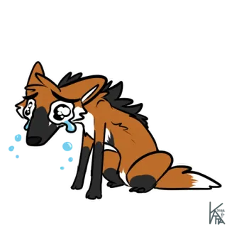 😥 lupo dalla criniera, piangere, triste, lacrime, cartone animato, animale telegram sticker