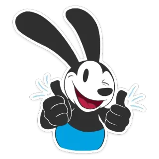 👍 Oswald the Lucky Rabbit Oswald, conejo, dibujos animados, personaje, mascota, animación telegram sticker