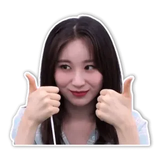 👍 femme, fille, pouce levé, approbation, positif, coréen, personne telegram sticker