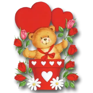🤒 ours en peluche, coeurs, roses, saint valentin, amour, fleurs, mignon telegram sticker