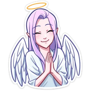 🙏 ангел, нимб, крылья, мультик, женщина, милый telegram sticker