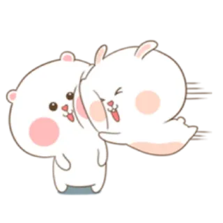 😅 cute, bunny, bear, adorable, cartoon, sticker whatsapp sticker