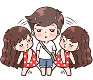 😰 dibujos animados, celos, chicas, chico, anime telegram sticker