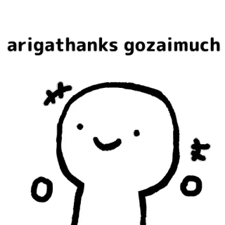 👍 arigathanks gozaimuch merci, mignon, salutation, gribouillage, kawaii whatsapp sticker
