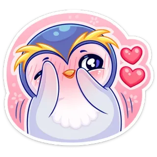 🥰 пингвин, милый, сердечки, любовь, краснеющий, стикер, мультяшный whatsapp sticker
