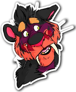 😳 animal, gato, leão, desenho, ilustração, desenho animado telegram sticker
