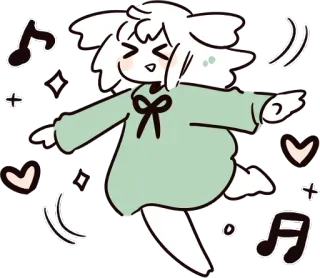 🎵 Cartone animato, Carino, Musica, Brillantini, Personaggio, Ballo whatsapp sticker