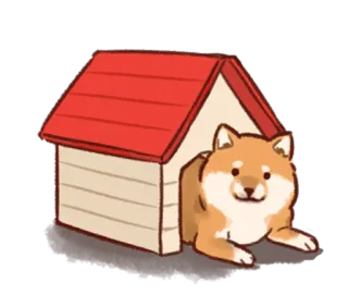 🏠 cane, shiba inu, cuccia, animale, carino whatsapp sticker