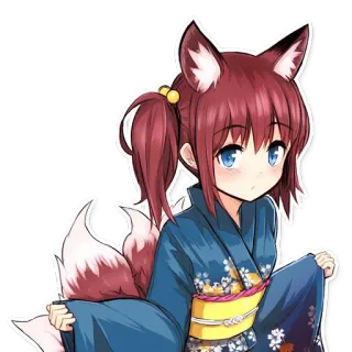 👀 Anime, Garota raposa, Kemonomimi, Garota, Bonitinha, Orelhas, Rabo, Personagem telegram sticker