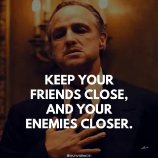 😎 Don Corleone The Godfather KEEP YOUR FRIENDS CLOSE, AND YOUR ENEMIES CLOSER. Le Parrain, citation de film, crime, drame, mafia telegram sticker