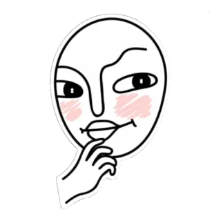 😏 wajah, seni garis, merona, berpikir, minimalis whatsapp sticker