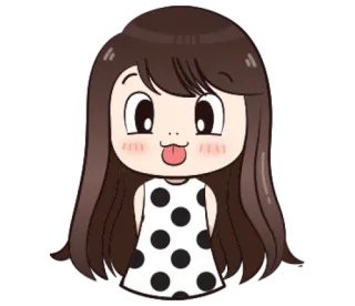 😱 Desenho animado, Menina, Fofo, Língua, Bolinhas, Vestido, Anime whatsapp sticker
