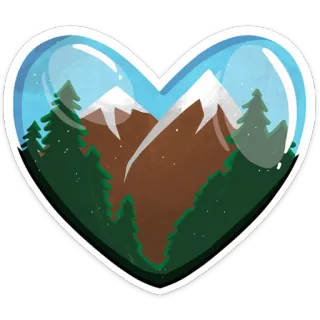 💙 montaña, corazón, naturaleza, paisaje, árboles, aire libre, paisaje whatsapp sticker