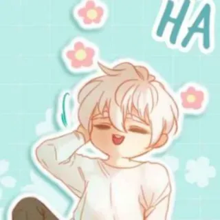 🌧 HA Dibujos animados, Anime, Chibi, Lindo, Flores, Niño, Feliz, Riendo telegram sticker
