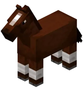 🐴 Minecraft horse, animal, brown, pixelated, Minecraft, game, video game telegram sticker