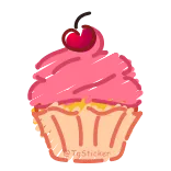 🧁 คัพเค้ก, ของหวาน, อาหาร, หวาน, เชอร์รี่ whatsapp sticker