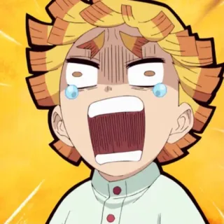 💛 Zenitsu Agatsuma Demon Slayer anime, manga, demon slayer, zenitsu, crying, scared, expression whatsapp sticker