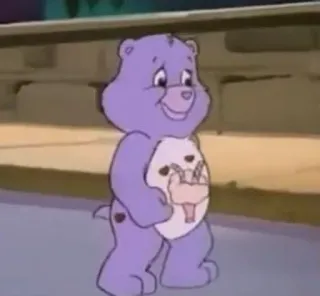 ✊ Care Bear Care Bears, Cartoon, Lila Bär, Niedlich, Tier whatsapp sticker