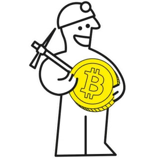 ⛏ Bitcoin, Cryptomonnaie, Minage, Mineur, Monnaie numérique, Pioche, Pièce telegram sticker
