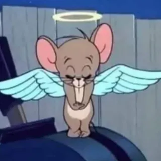 😝 Jerry Tom and Jerry Dibujo animado, Ratón, Ángel, Halo, Alas, Lindo telegram sticker