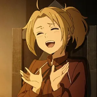 😁 anime, sorrindo, feliz, alegre, desenho animado, cabelo loiro telegram sticker
