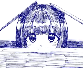 📦 Anime, Gadis, Lucu, Sketsa pena, Seni, Ilustrasi telegram sticker