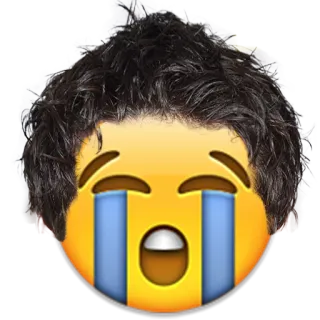 😭 emoji, crying, face, sad, hair telegram sticker