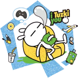 😴 Tuzki i Tuzki you Tuzki, conejo, personaje, durmiendo, viajes, relajante telegram sticker