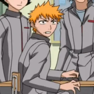🍁 Ichigo Kurosaki Bleach Anime, Ichigo, Bleach, capelli arancioni, uniforme scolastica telegram sticker