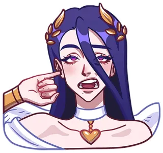 🙄 woman, ear, person, face, anime, cartoon, character telegram sticker