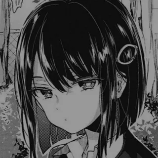 ➰ Anime, Manga, Mädchen, Porträt, Illustration, Traurig, Schwarzweiß telegram sticker