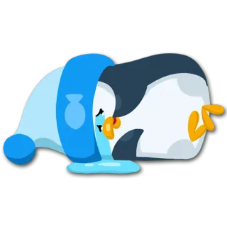 😭 penguin, sad, crying, cute, cartoon, sleepy, blue, winter telegram sticker