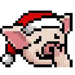 🤣 schwein, weihnachtsmütze, weihnachten, pixelkunst, tier, cartoon whatsapp sticker
