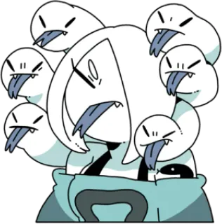 😤 monster, creature, illustration, cartoon, fantasy, hydra, multiple heads, character telegram sticker
