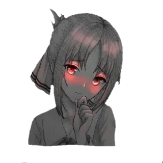 😳 Аниме, Девушка, Мило, Иллюстрация, Эскиз telegram sticker
