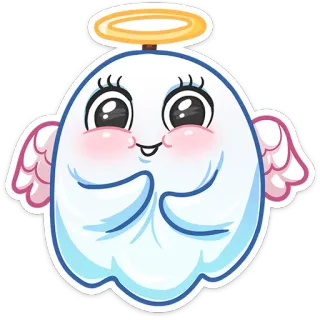 😇 hantu, malaikat, imut, kartun, halo, sayap whatsapp sticker