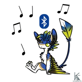 📶 音楽, 漫画, bluetooth, 羽, 動物, アート telegram sticker