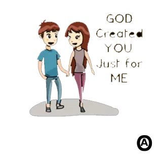 😊 GOD Created YOU Just for ME amor, relación, pareja, romance, dios, dibujos animados telegram sticker