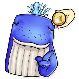 ☝️ baleia, desenho animado, moeda, criatura marinha, oceano, mamífero telegram sticker