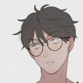 🧸 homme, lunettes, portrait, illustration, croquis, emo, sérieux telegram sticker
