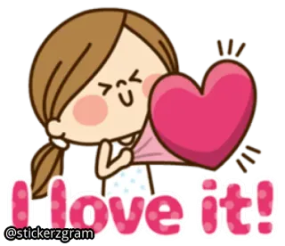 😍 I love it! love, heart, cute, cartoon, girl, happy, expression telegram sticker