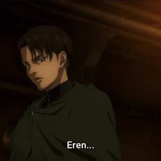 😒 Levi Ackerman Attack on Titan Eren... levi, eren, l'attaque des titans, anime, manga, triste, personnage, dessin animé whatsapp sticker