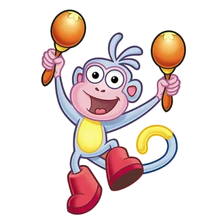 🐵 Boots Dora the Explorer ลิง, รองเท้าบูท, โดรา, ตัวละคร, การ์ตูน telegram sticker